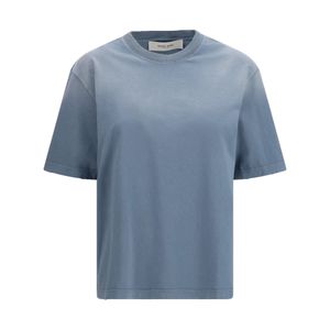 Golden Goose Deluxe Brand Blue T-Shirt Crewneck With Logo Patch