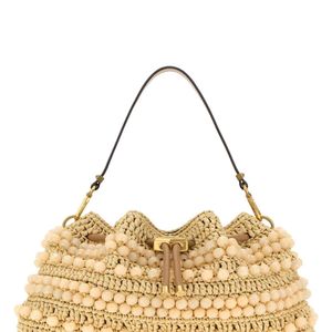 Jimmy Choo Metallic Raffia Medium Cinch Handbag