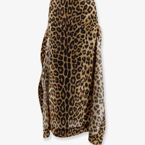 Alberta Ferretti Natural Silk Skirt With Animal Print