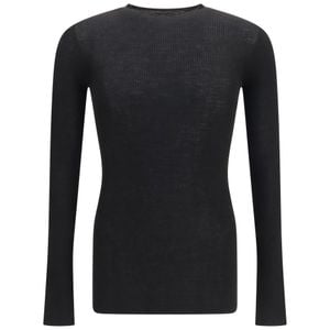Rick Owens Black Slim Ribbed Long-Sleeve Sweater for men