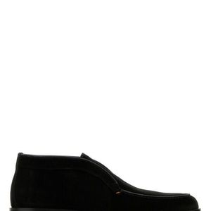 Santoni Black Suede Desert Slip-Ons for men