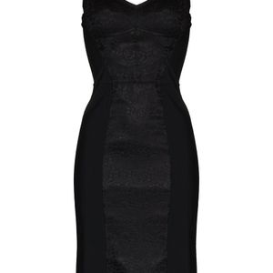 Dolce & Gabbana Black Floral Jacquard Midi Dress