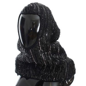Dolce & Gabbana Black Knitted Sequin Hood Scarft