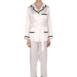 Pyjama en satin de soie Loretta Caponi en coloris Blanc