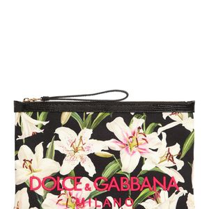 Dolce & Gabbana ブラック エンブロイダリー リリウム ポーチ