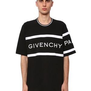 メンズ Givenchy ブラック オーバーサイズ ロゴ バンド T シャツ