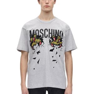メンズ Moschino Dinosaurコットンtシャツ グレー