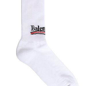 メンズ Balenciaga バレンシアガ Political ロゴ 靴下 ホワイト