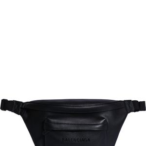 メンズ Balenciaga レザーベルトバッグ ブラック
