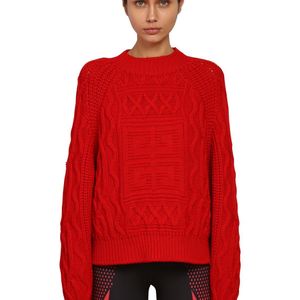 Suéter De Punto De Lana Y Algodón Givenchy de color Rojo