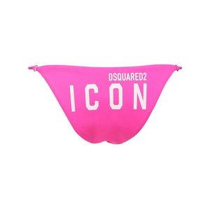 Slip Bikini Con Stampa Logo di DSquared² in Rosa