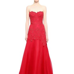 Reem Acra Embroidered Lace & Silk Organza Dress
