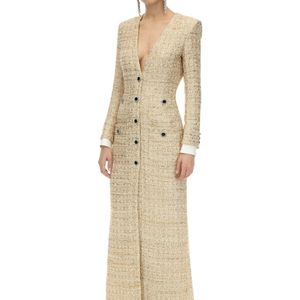 Robe Longue En Tweed Avec Sequins Alessandra Rich en coloris Métallisé