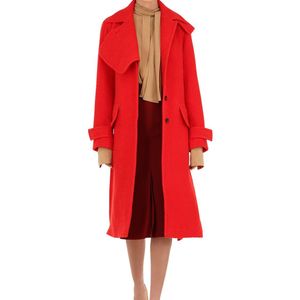 Cappotto In Misto Lana Vergine Bouclé di Victoria Beckham in Rosso