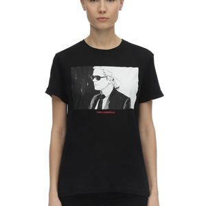 Karl Lagerfeld コットンジャージーtシャツ ブラック