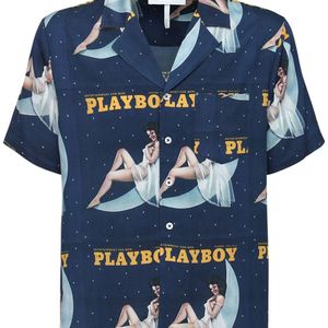 メンズ Soulland Playboy X Moon ボウリングシャツ ブルー