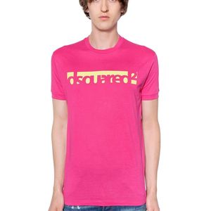 メンズ DSquared² ロゴプリント コットンジャージーtシャツ ピンク