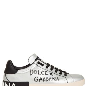 Dolce & Gabbana Portofino Sneakers Met Logoprint in het Metallic voor heren