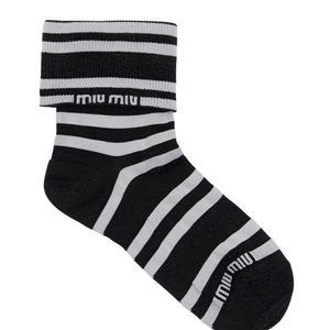 Miu Miu Schwarz Socken Aus Lurex Mit Logo