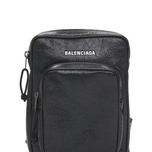 メンズ Balenciaga レザークロスボディバッグ ブラック