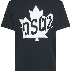 T-shirt In Jersey Di Cotone Con Stampa di DSquared² in Nero da Uomo