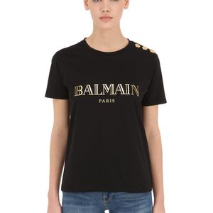 T-shirt En Jersey De Coton Logo Imprimé Balmain en coloris Noir