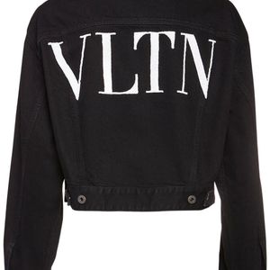 Valentino Vltn コットンデニムクロップドジャケット ブラック