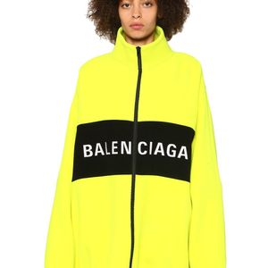 Balenciaga イエロー ウール ロゴ ジップアップ ジャケット