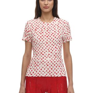 Camiseta "chica" Fruncida Con Lunares Saks Potts de color Rojo