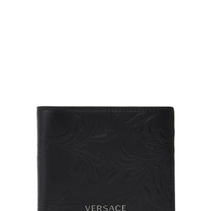 メンズ Versace Baroque レザーウォレット ブラック