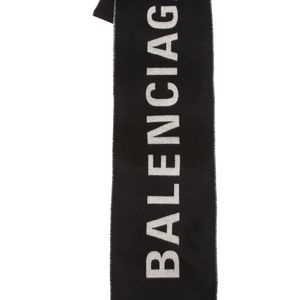 Balenciaga プリントロゴ マフラー ブラック