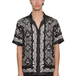 メンズ Dolce & Gabbana シルクツイルボウリングシャツ ブラック