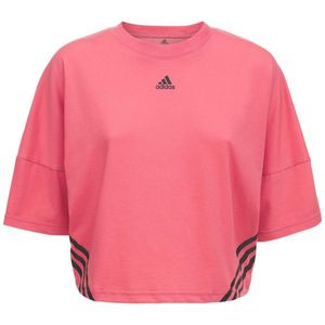 T-shirt Cropped In Misto Cotone di Adidas Originals in Rosa