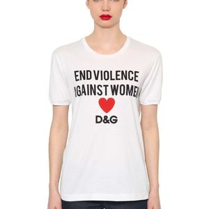 Dolce & Gabbana End Violence ジャージーtシャツ ホワイト