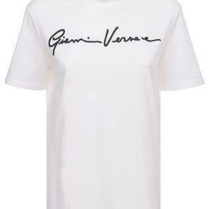 Versace Signature コットンジャージーtシャツ ホワイト