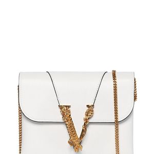 Versace Virtus スムースレザーチェーンバッグ ホワイト