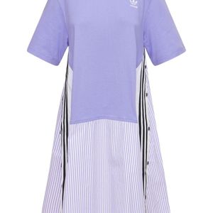 Adidas Originals コットンポプリン&ジャージーシャツドレス パープル
