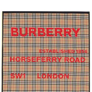 Burberry シルク ヴィンテージチェック&ロゴプリントスカーフ レッド