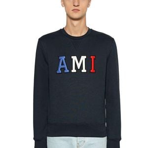 AMI Black Sweatshirt Patched Ami Letters for men