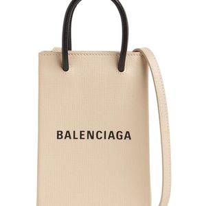 Balenciaga Shopping レザースマートフォンホルダーバッグ ナチュラル
