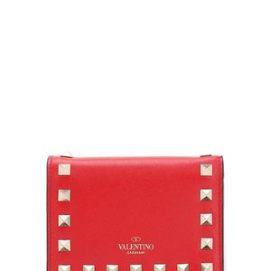 Valentino Rockstud レザー 二つ折り財布 レッド