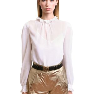 Blusa De Georgette Con Volantes Philosophy Di Lorenzo Serafini de color Blanco