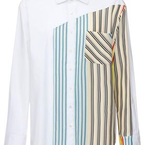 BOTTER Cotton Poplin Shirt W/striped Silk Panel in Weiß für Herren