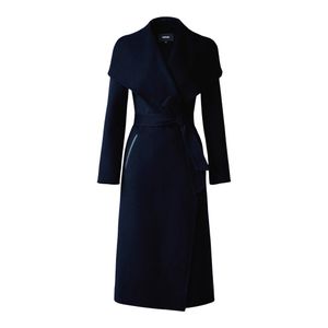 Mackage Blue Mai-Cn Double-Face Wool Wrap Coat