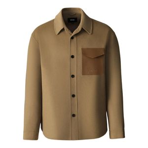 Mackage Natural Emmanuel Double-Face Wool Overshirt With Leather Patch Pocket for men