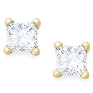 Macy's Metallic Princess-cut Diamond Stud Earrings In 10k White Gold (1/6 Ct. T.w.)