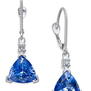 Macy's Tanzanite (4-1/3 Ct. T.w.) And Diamond Accent Drop Earrings In 14k White Gold
