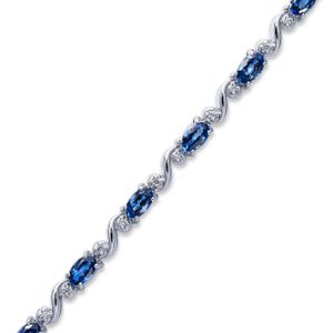 Macy's Blue Sterling Silver Bracelet, Oval-cut Tanzanite (3 Ct. T.w.) And Diamond (1/8 Ct. T.w.) Bracelet