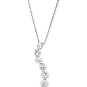 Macy's Metallic Diamond Curve Pendant Necklace (1 Ct. T.w.) In 14k White Gold