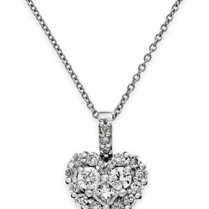 Effy Diamond Heart Pendant Necklace In 14k White Gold (5/8 Ct. T.w.)